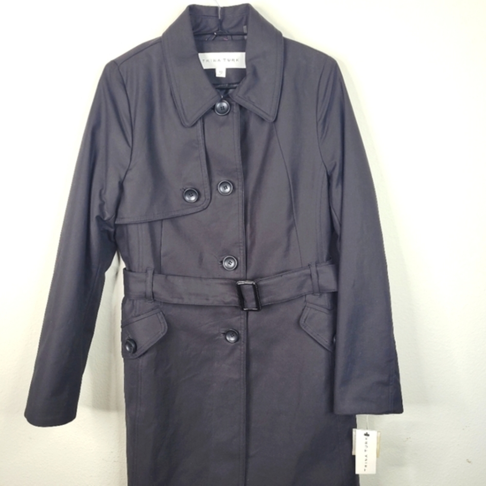 Trina Turk Trench Coat Black Women's Size 12 New With Tags